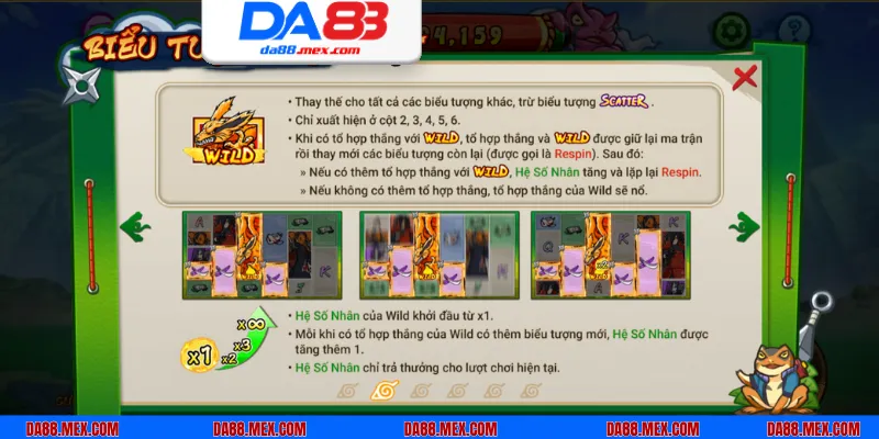 Wild thay thế được các biểu tượng khác trong guồng quay